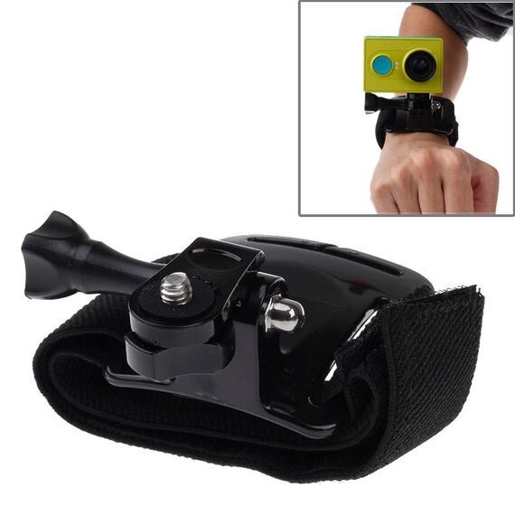 Cintura da braccio GP110 / cinturino da polso + supporto di collegamento per GoPro, Insta360, DJI e altre action camera (nero)