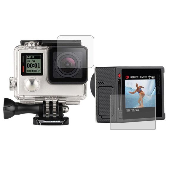Pellicola protettiva per schermo LCD ultra trasparente + pellicola protettiva per lenti in vetro per videocamera GoPro HERO4 Silver