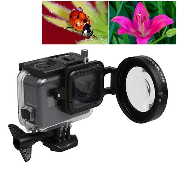 Per GoPro HERO5 Sport Action Camera Professionale 58mm 16X Obiettivo macro Filtro ravvicinato con base per obiettivo e anello adattatore e cappuccio protettivo per obiettivo, cinturino anti-smarrimento e panno per la pulizia