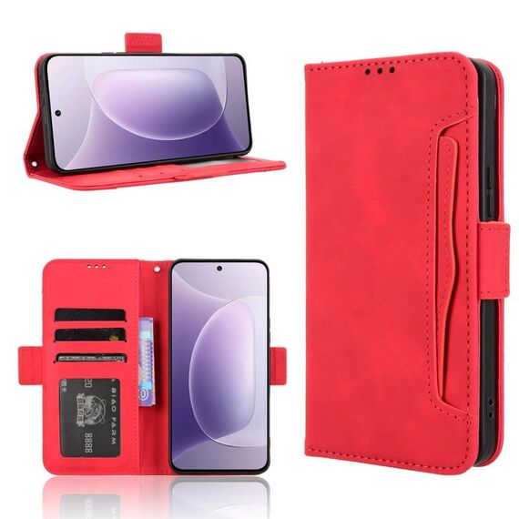 Custodia in pelle con texture di vitello effetto pelle di vitello per Honor 300 5G (rossa)