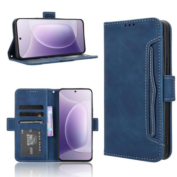 Custodia in pelle con texture di vitello effetto pelle di vitello per Honor 300 5G (blu)