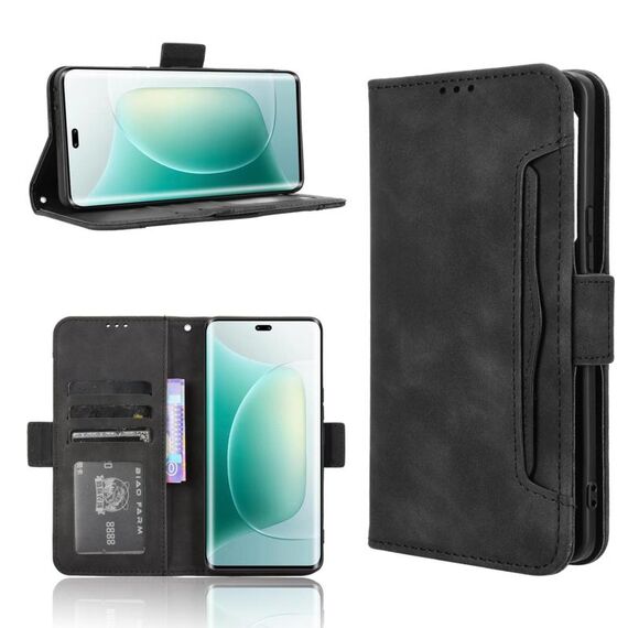 Custodia in pelle con texture di vitello effetto pelle di vitello per Honor 300 Pro 5G / 300 Ultra 5G (nera)