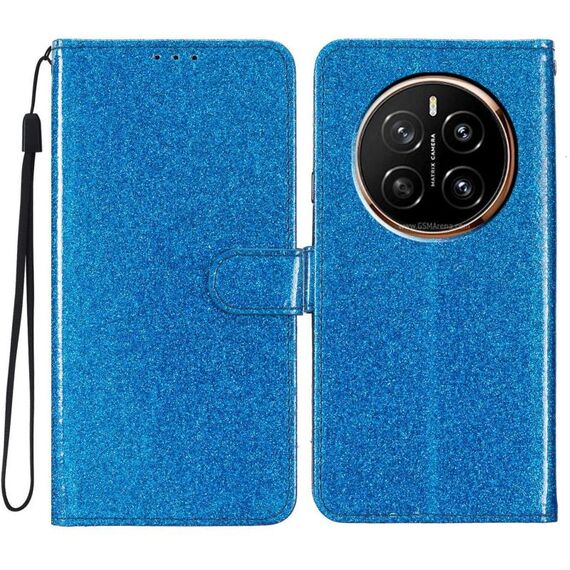 Custodia per telefono in pelle flip glitterata For Honor Magic7 (blu)