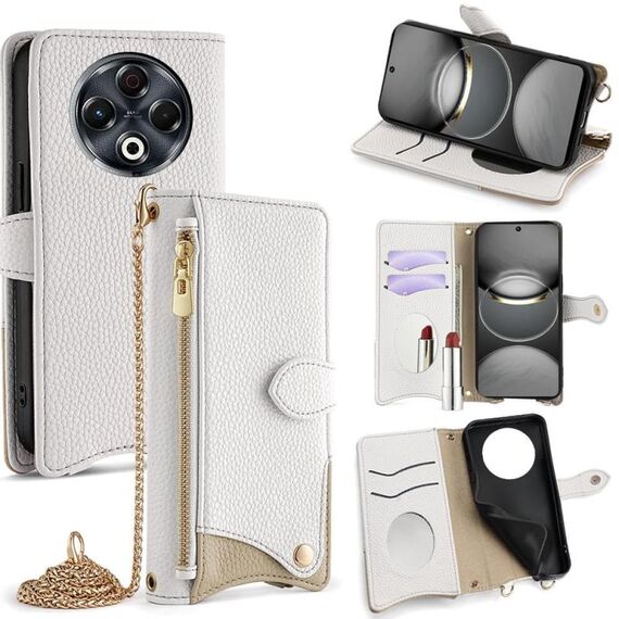 Per Tecno Spark 30 4G Crossbody Chain Fishtail Litchi Custodia in pelle per telefono (bianco)