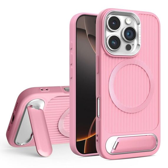 Per iPhone 16 Pro Max Vertical Lines Invisible Flat Holder MagSafe Custodia per telefono (rosa)