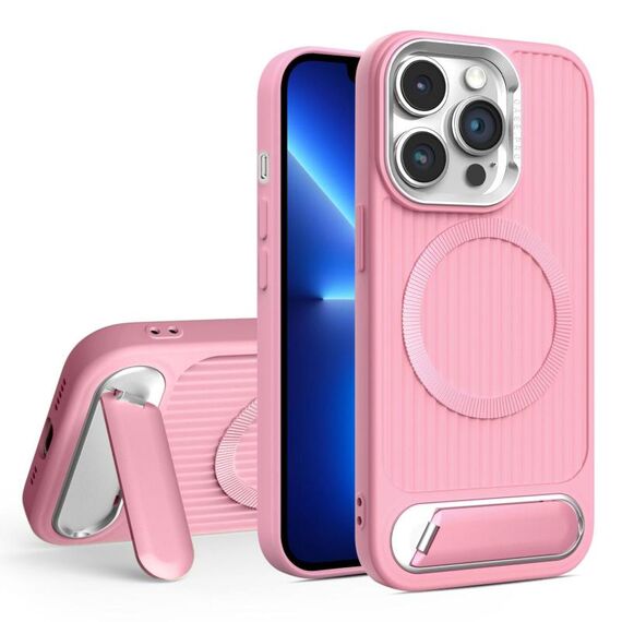 Per iPhone 13 Pro Vertical Lines Invisible Flat Holder MagSafe Custodia per telefono (Rosa)