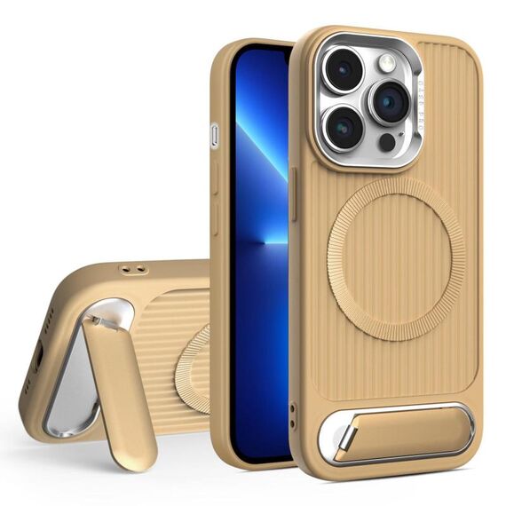 Per iPhone 13 Pro Vertical Lines Invisible Flat Holder MagSafe Custodia per telefono (oro)