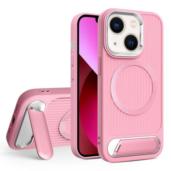 Per iPhone 13 Vertical Lines Invisible Flat Holder MagSafe Custodia per telefono (Rosa)