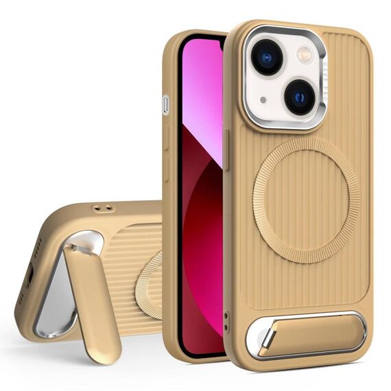 Per iPhone 13 Vertical Lines Invisible Flat Holder MagSafe Custodia per telefono (oro)