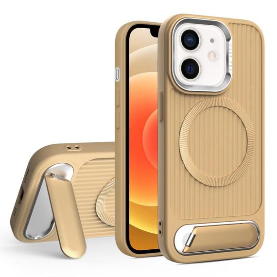 Per iPhone 12 Vertical Lines Invisible Flat Holder MagSafe Custodia per telefono (oro)