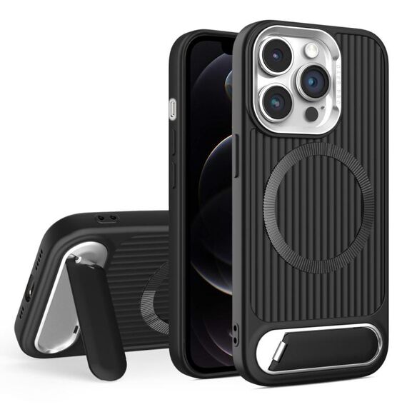 Per iPhone 12 Pro Vertical Lines Invisible Flat Holder MagSafe Custodia per telefono (Nero)