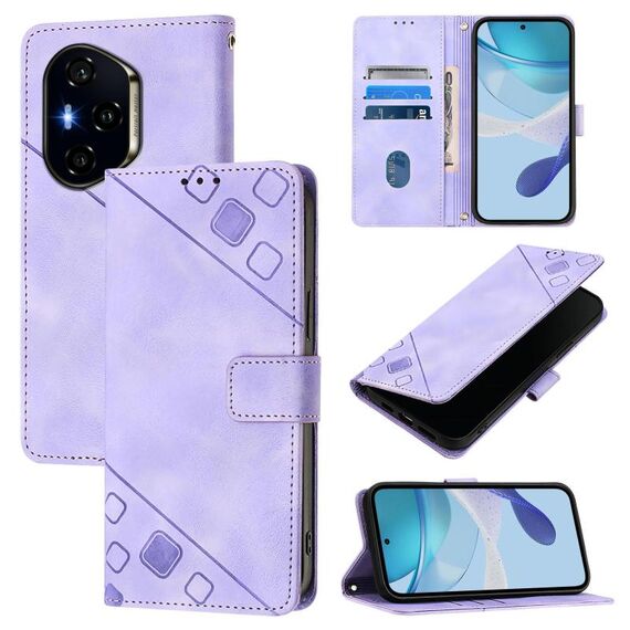 Custodia in pelle goffrata effetto pelle per Honor 400 (viola chiaro)
