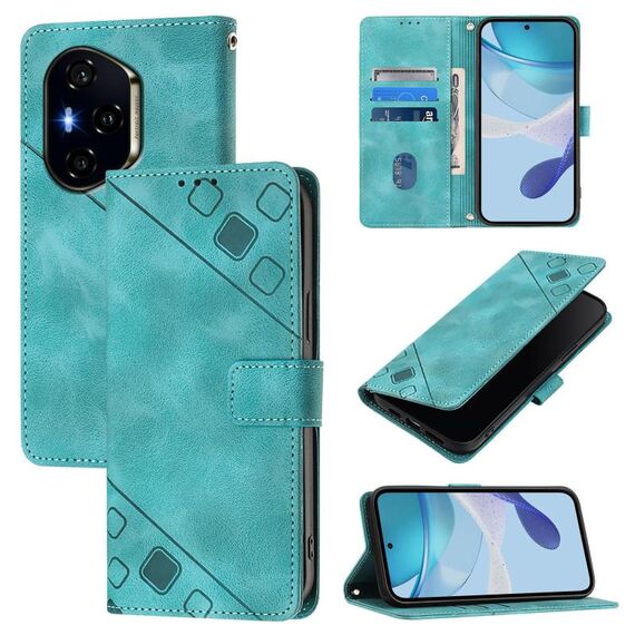 Custodia in pelle goffrata effetto pelle per Honor 400 (verde)