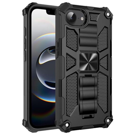 Per iPhone 16e Custodia magnetica per telefono ibrida in TPU antiurto con supporto (nero)