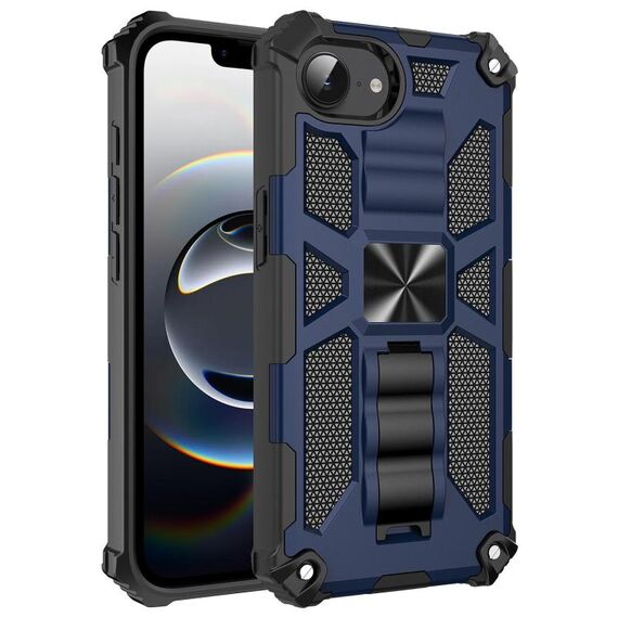 Per iPhone 16e Custodia magnetica per telefono ibrida in TPU antiurto con supporto (blu)