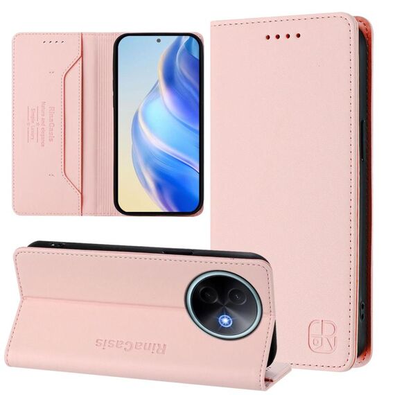 Per vivo Y39 5G Global RC01 Custodia per telefono in pelle RFID con ventosa magnetica a doppia piega (rosa)