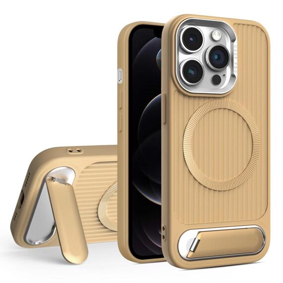 Per iPhone 12 Pro Vertical Lines Invisible Flat Holder MagSafe Custodia per telefono (oro)