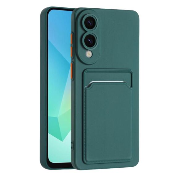 Per Samsung Galaxy S25 Edge 5G Custodia per telefono in TPU con bottoni a contrasto di colore e pelle (verde scuro)