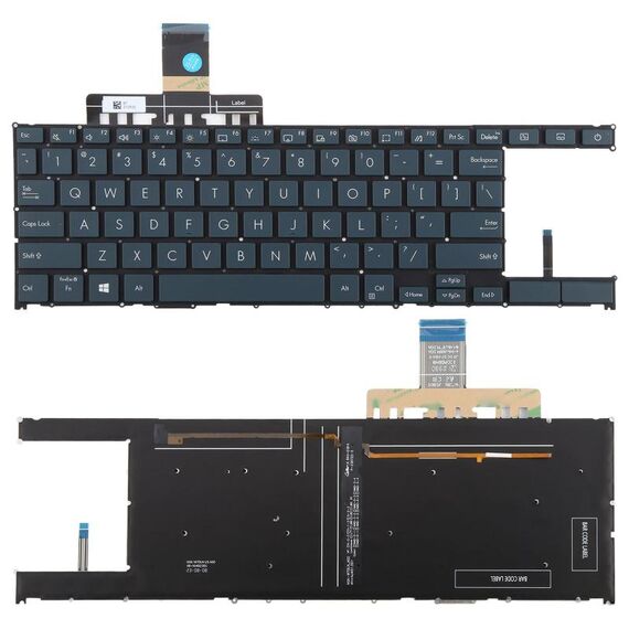 Tastiera per laptop retroilluminata versione USA con tasti direzionali rettangolari per Asus Zenbook Duo 14 UX482 UX482E UX4100E UX482J (blu)