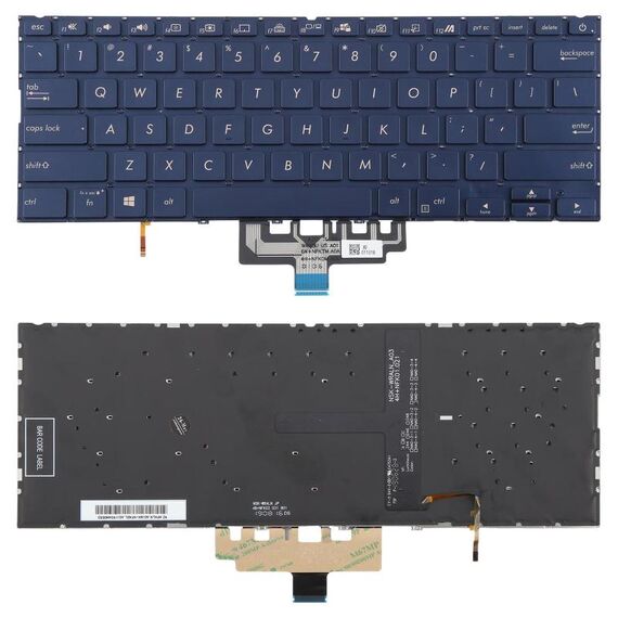 Tastiera per laptop retroilluminata versione USA per Asus ZenBook 14 UX434 UX434F UX434FA UX434FL UX434FLC (blu)