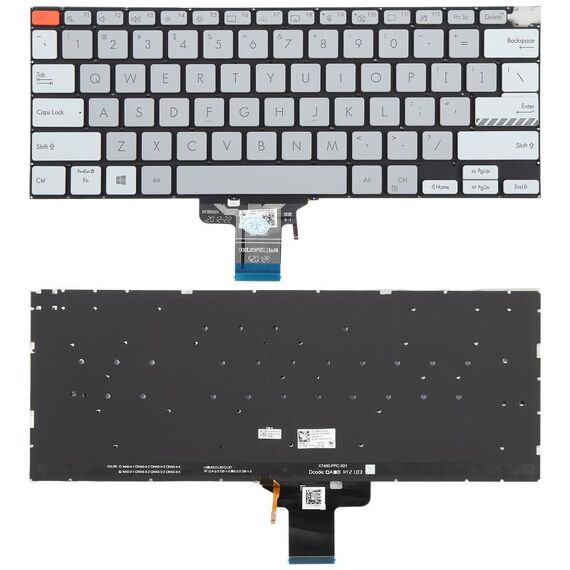 Tastiera retroilluminata per laptop versione USA per Asus Vivobook Pro 14X M7400 M4700 M4700QC M4700PC M7600 M3400 M3401 M3401Q X7400 X3400 X3400P K3400P (grigio)