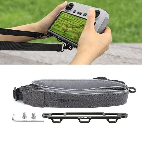 Sunnylife MM3-GS389 per Mini 3 Pro DJI RC con telecomando per schermo cordino in pelle (nero grigio)