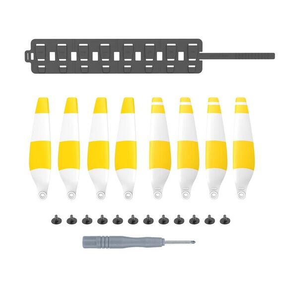 Sunnylife MM3-SN443 per pale dell'elica Mini 3 Pro + custodia pieghevole in silicone (striscia gialla + borsa grigia)