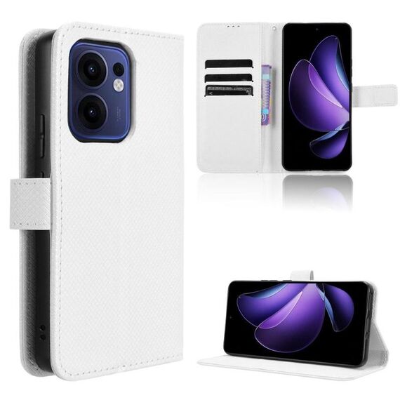 Per OPPO Reno13 F 4G / 5G Custodia in pelle con texture a diamante (bianco)