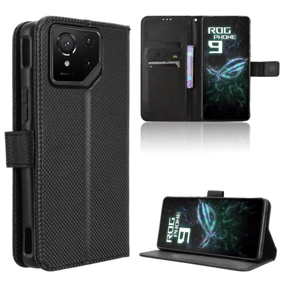 Per ASUS ROG Phone 9 / 9 Pro Custodia in pelle con texture a diamante (nero)