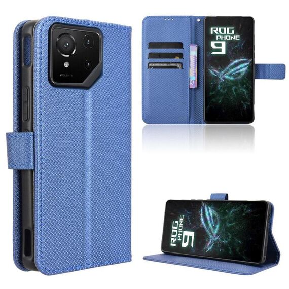 Per ASUS ROG Phone 9 / 9 Pro Custodia in pelle con texture a diamante (blu)