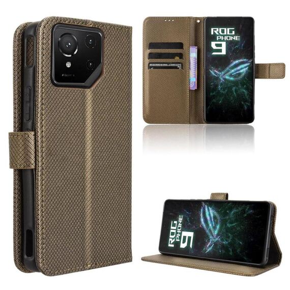 Per ASUS ROG Phone 9 / 9 Pro Custodia in pelle con texture a diamante (marrone)