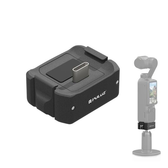 Per DJI OSMO Pocket 3 PULUZ USB-C / Type-C Dock Base di ricarica da tavolo Staffa in lega di alluminio (Nero)