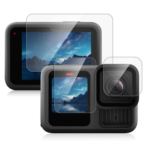Per GoPro HERO13 Black PULUZ 3 in 1 Obiettivo e schermo anteriore posteriore Pellicola in vetro temperato 9H 2.5D (trasparente)