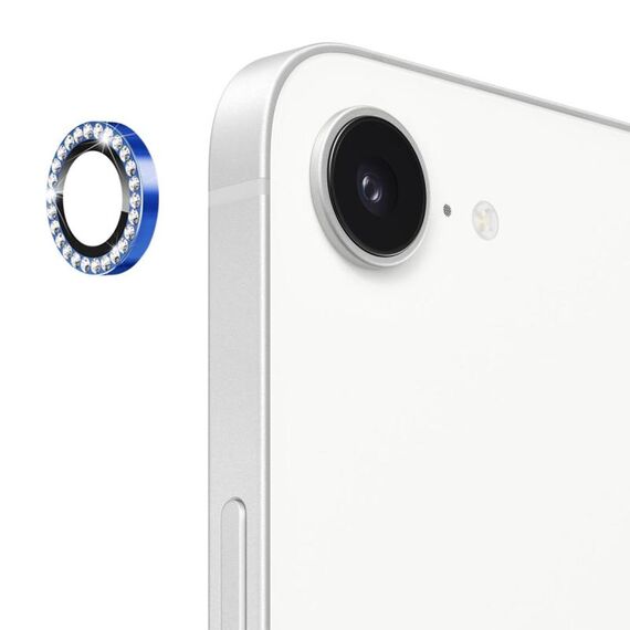 Per iPhone 16e ENKAY AR Antiriflesso Anello di Diamanti Individuale Obiettivo della Fotocamera Pellicola Completa in Vetro (Blu Mare)