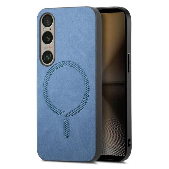 Per Sony Xperia 1 VI Retro Magsafe Custodia per telefono con cover posteriore magnetica in PU (blu)