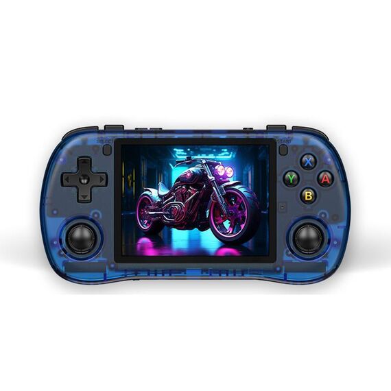 POWKIDDY X35H 3.5" Videogioco portatile con sensore Hall Joystick Console di gioco portatile 128G Blu Trasparente
