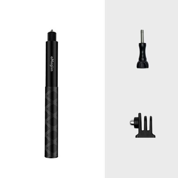 aMagisn Accessori per fotocamera sportiva con bastone selfie invisibile da 120 cm, specifica: asta+1/4 di giro 3 ganasce+vite