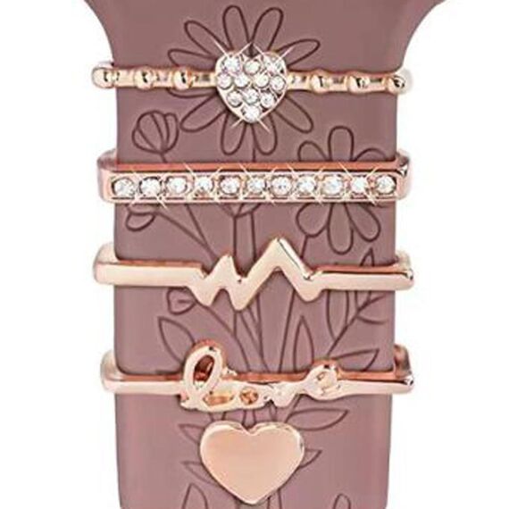 5 pezzi / set Smart Watch Universale Silicone Band Anello decorativo Accessori in metallo, Stile: Oro rosa 6