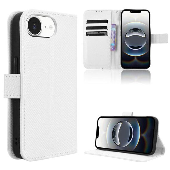 Per iPhone 16e Custodia per telefono in pelle con trama a diamante (bianco)