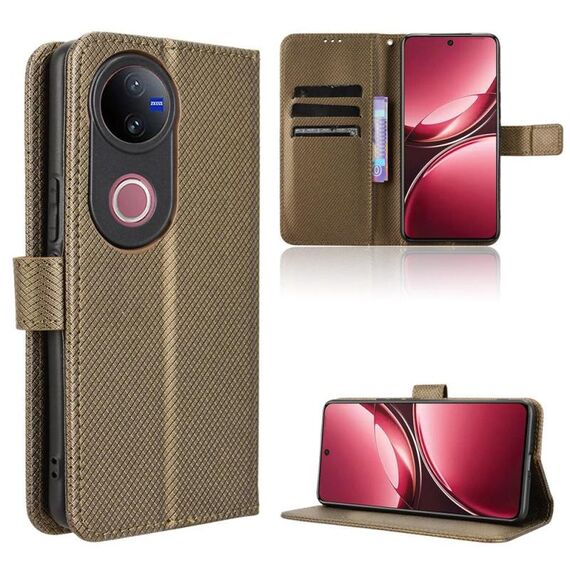 Per vivo V50 5G Custodia in pelle con texture a diamante (marrone)