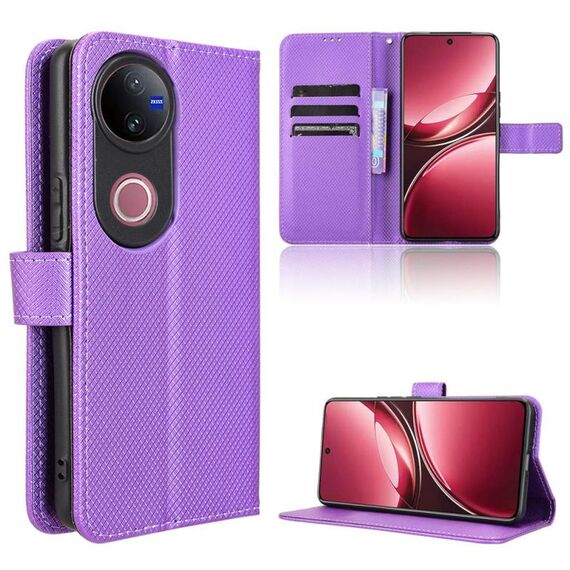 Per vivo V50 5G Custodia in pelle con texture a diamante (viola)