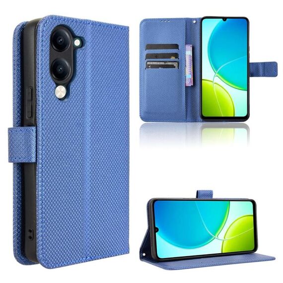 Per vivo Y04 4G / Y29s 5G Custodia in pelle con texture a diamante (blu)