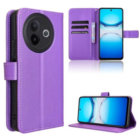 Per vivo Y39 5G / Y300i Custodia in pelle con texture a diamante (viola)