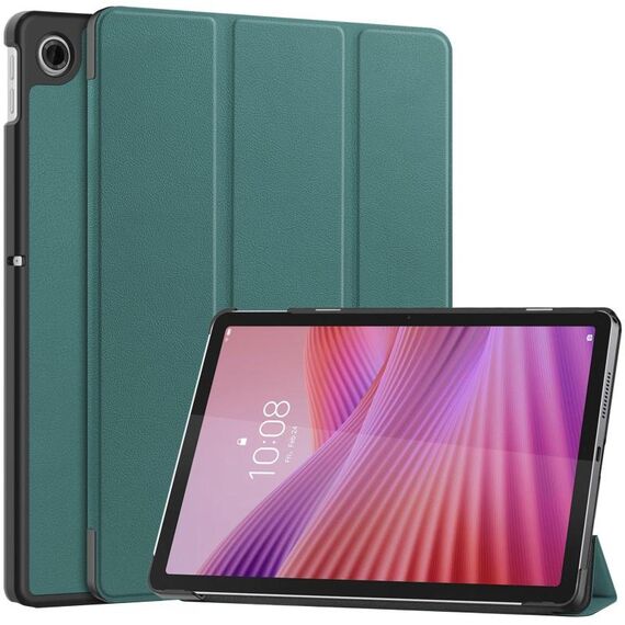 Per Lenovo Tab 10.1 / K10 2nd / S10 Custer Texture 3-Fold Holder Custodia in pelle Smart Tablet (verde scuro)