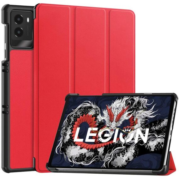 Per Lenovo Legion Y700 2025 Custer Texture 3-Fold Holder Custodia in pelle per tablet intelligente (rosso)