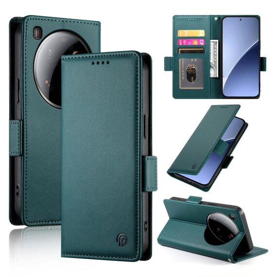 Per Xiaomi 15 Ultra Custodia per telefono in pelle smerigliata magnetica con fibbia laterale (verde scuro)