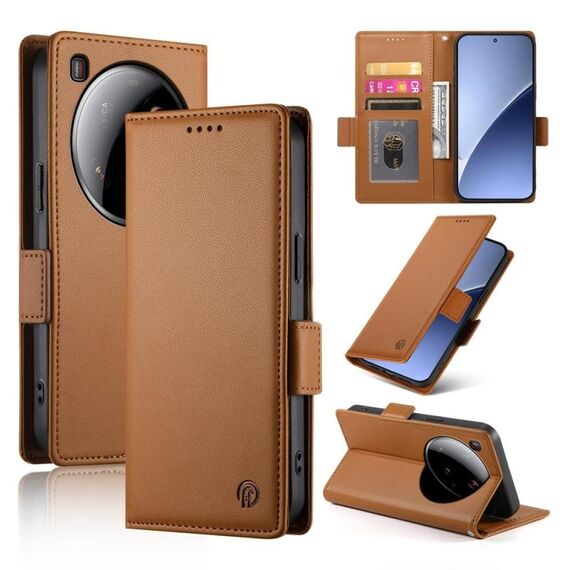 Per Xiaomi 15 Ultra Custodia per telefono in pelle smerigliata magnetica con fibbia laterale (marrone)