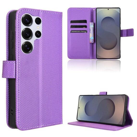Per Samsung Galaxy S25 Ultra 5G Custodia in pelle con texture a diamante (viola)