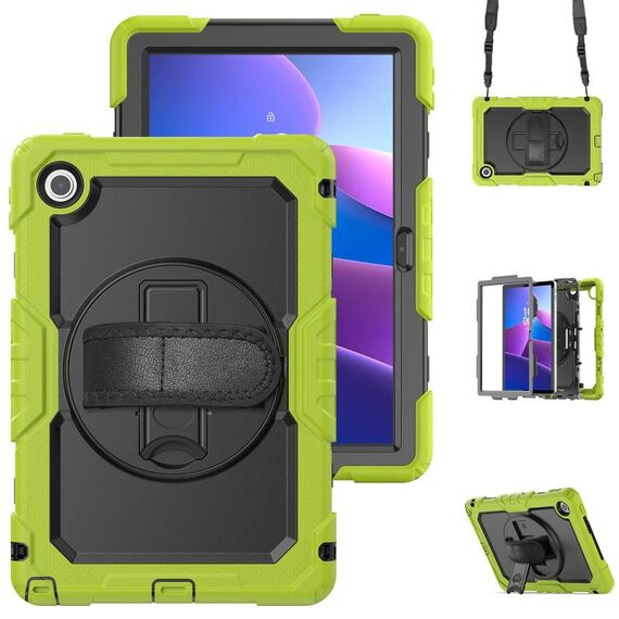 Per Lenovo Tab 10.1 / K10c / S10 Custodia in silicone ibrida per PC con tracolla (giallo verde)