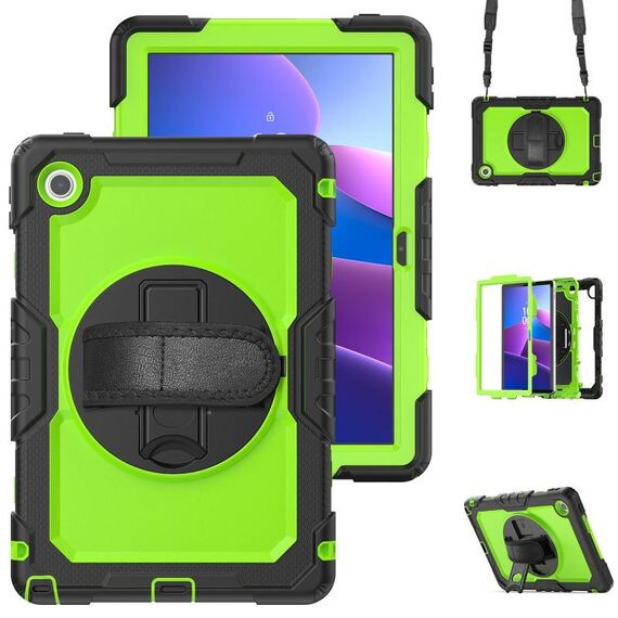 Per Lenovo Tab 10.1 / K10c / S10 Custodia in silicone ibrida per PC con tracolla (PC giallo verde)